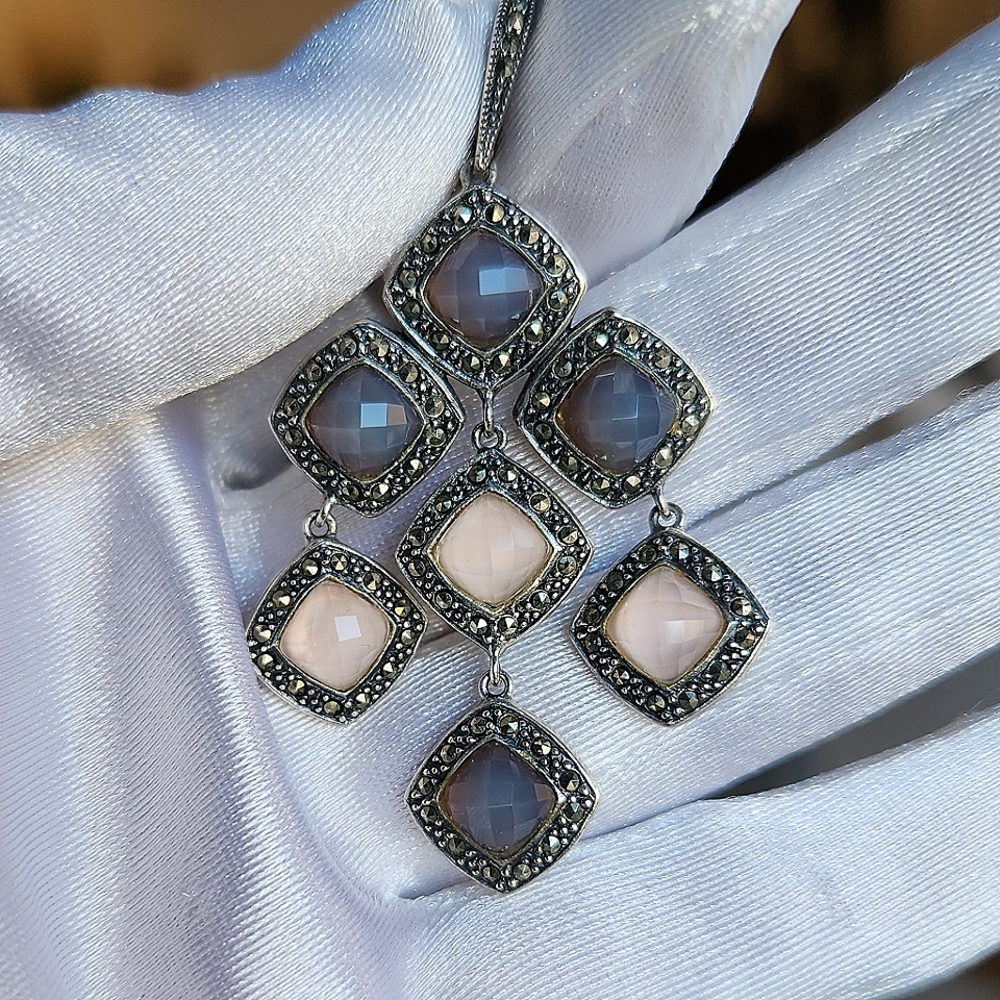 Judith Jack Lavender & Pink Marcasite 925 Earrings